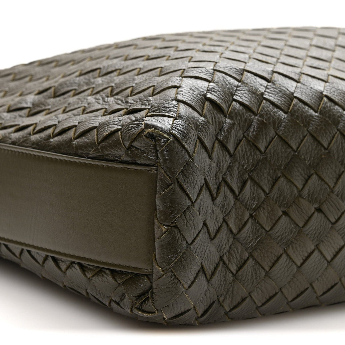 Deerskin Intrecciato Medium Traveler Hobo Kaki