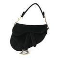 Velvet Crystal Mini Saddle Bag Black