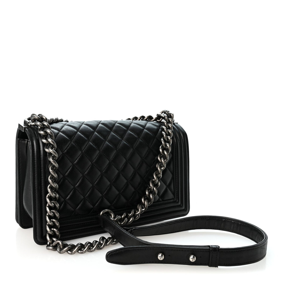 Calfskin Quilted Medium Boy Flap Black