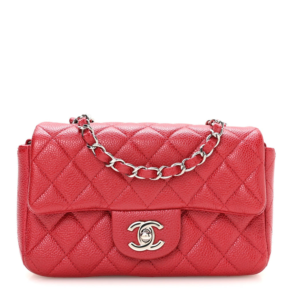 Caviar Quilted Mini Rectangular Flap Red