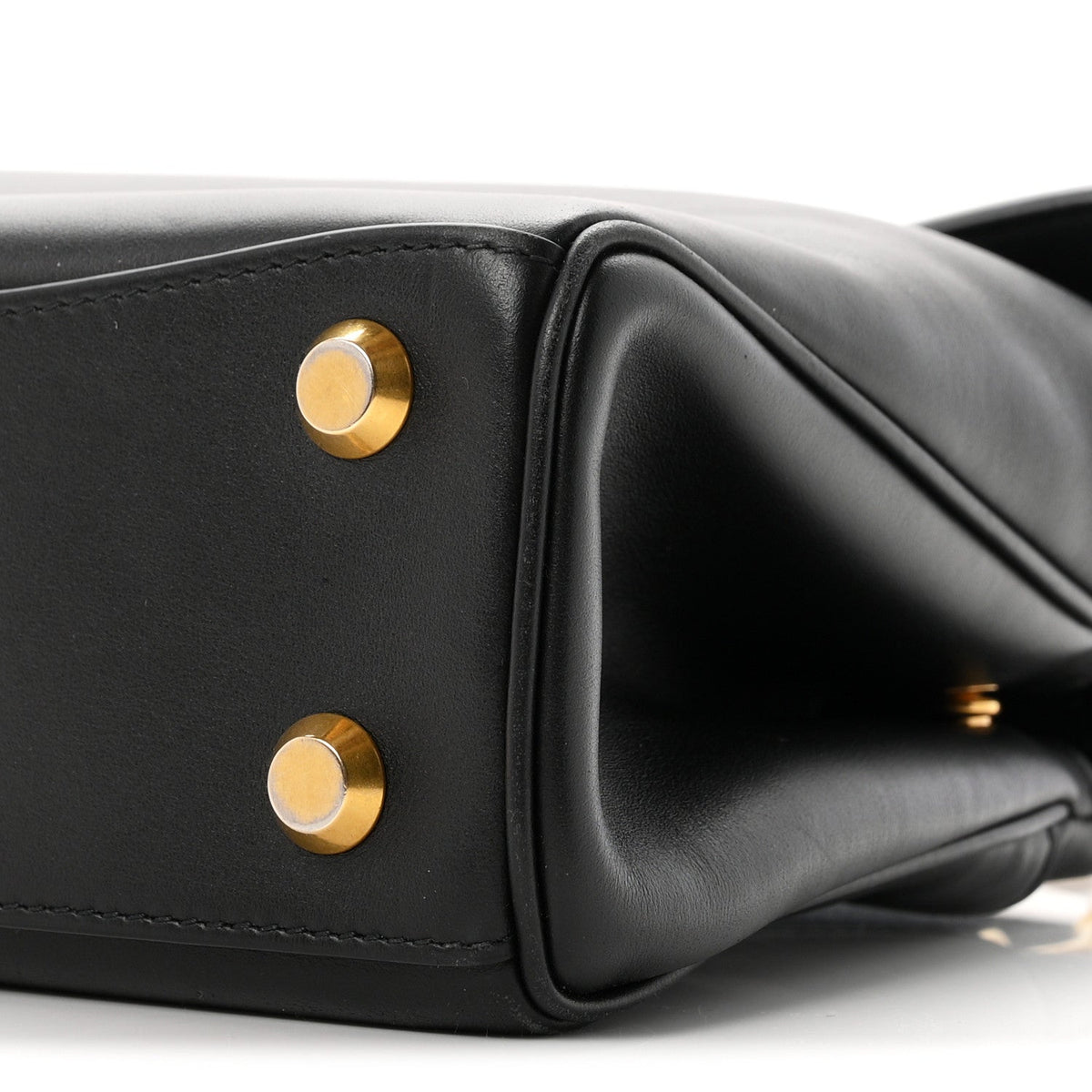 Natural Smooth Calfskin Mini Rodeo Top Handle Handbag Black