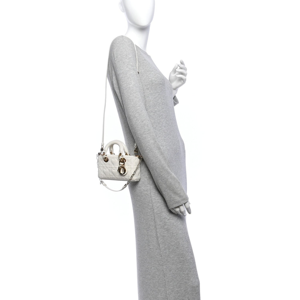 Lambskin Cannage Dioramour Micro Lady D-Joy Latte