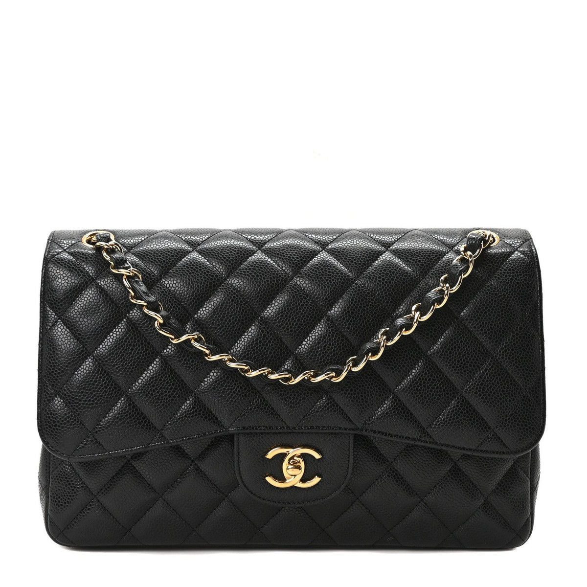 Caviar Quilted Jumbo Double Flap Black