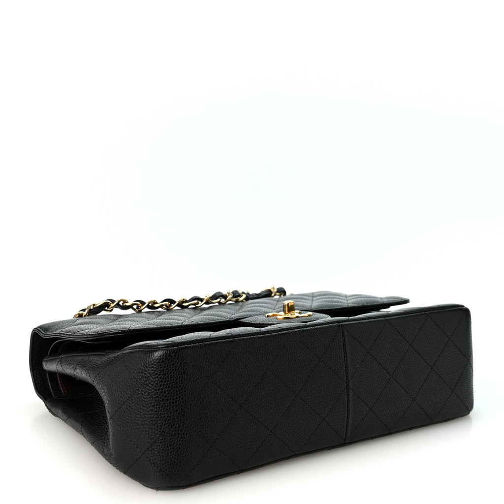 Caviar Quilted Jumbo Double Flap Black