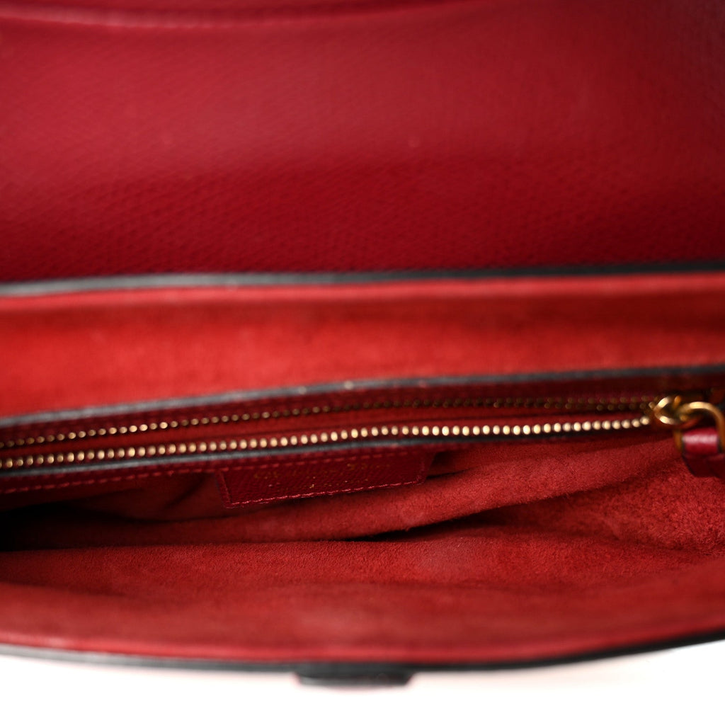 Grained Calfskin Saddle Bag Red