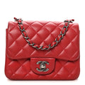 Lambskin Quilted Mini Square Flap Red
