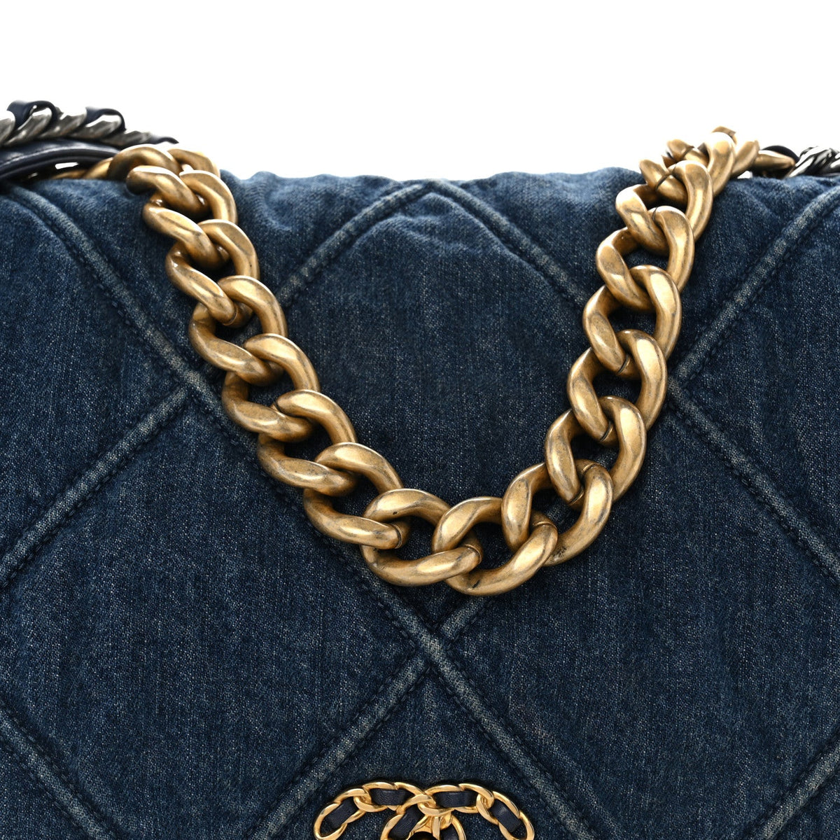 Denim Quilted Maxi Chanel 19 Flap Blue