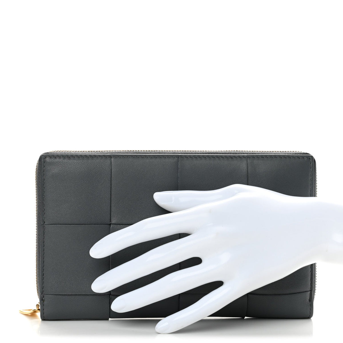 Calfskin Maxi Intrecciato Zip Around Wallet Thunder