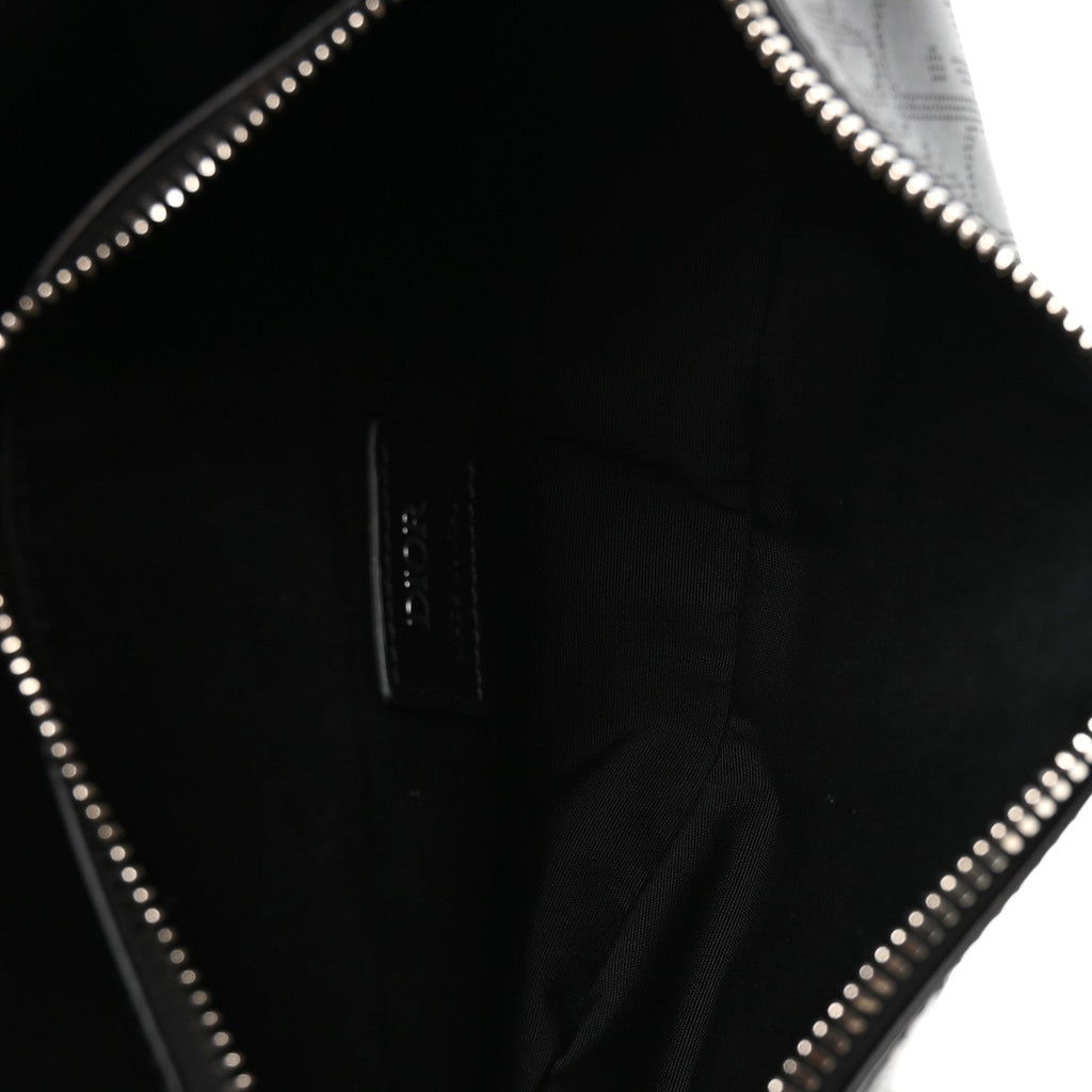 Calfskin Perforated Oblique Galaxy Mens Saddle Bag Black