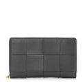 Calfskin Maxi Intrecciato Zip Around Wallet Thunder