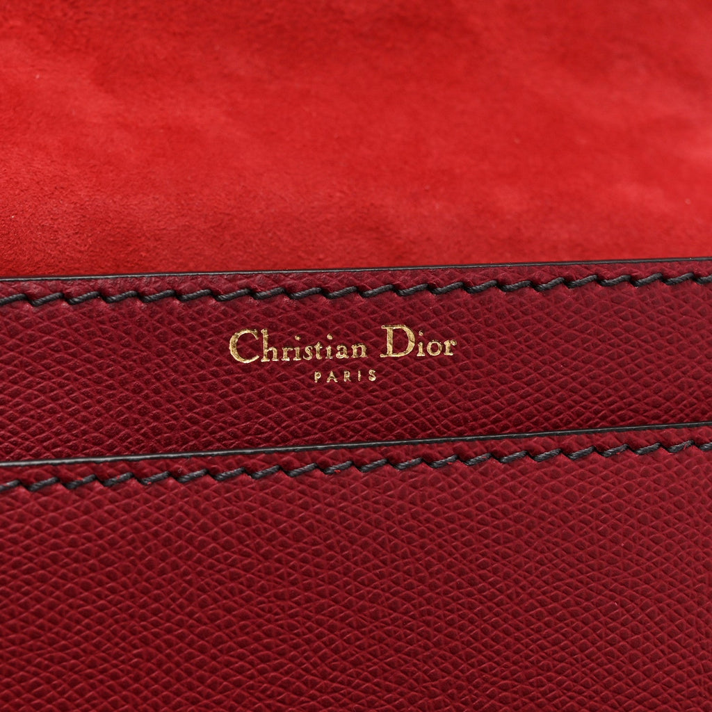 Grained Calfskin J'Adior Chain Flap Bag Red