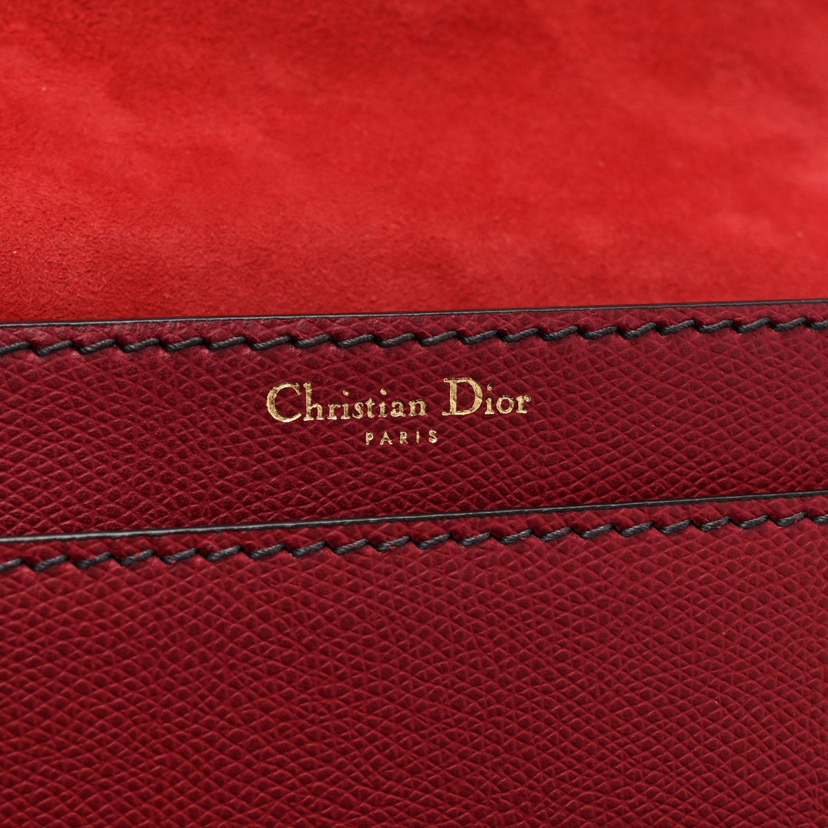 Grained Calfskin J'Adior Chain Flap Bag Red