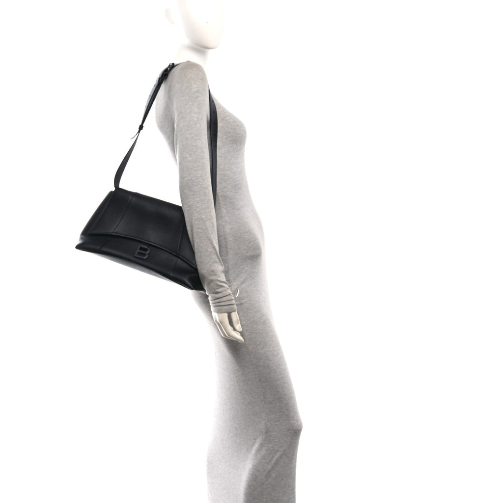 Grained Calfskin Monochrome M Downtown Shoulder Bag Black