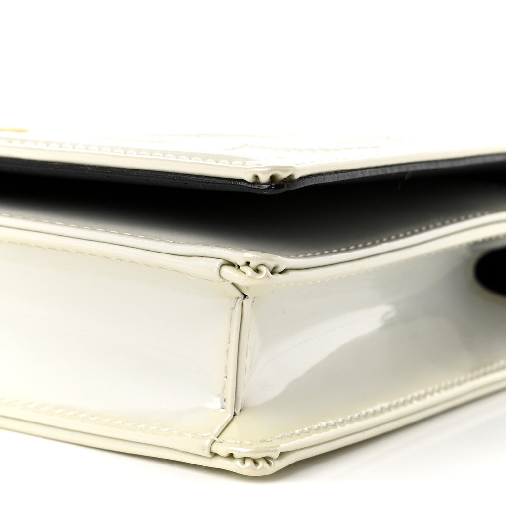 Patent Micro-Cannage Diorama Wallet on Chain Pouch Metallic White
