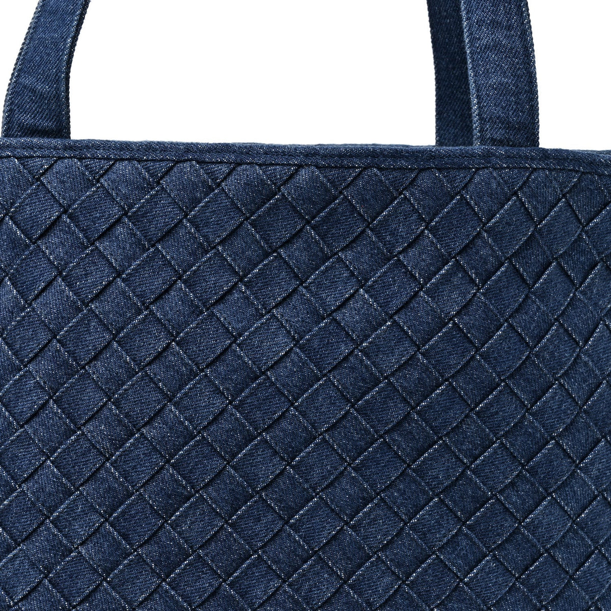 Denim Intrecciato Small Shopper Tote Blue
