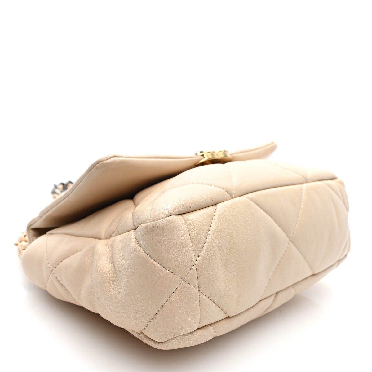 Lambskin Quilted Medium Chanel 19 Flap Light Beige