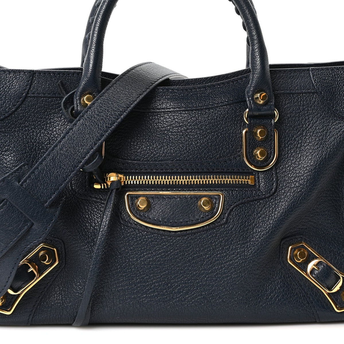 Chevre Gold Metallic Edge Hardware S City Bleu Nuit Dark Sea