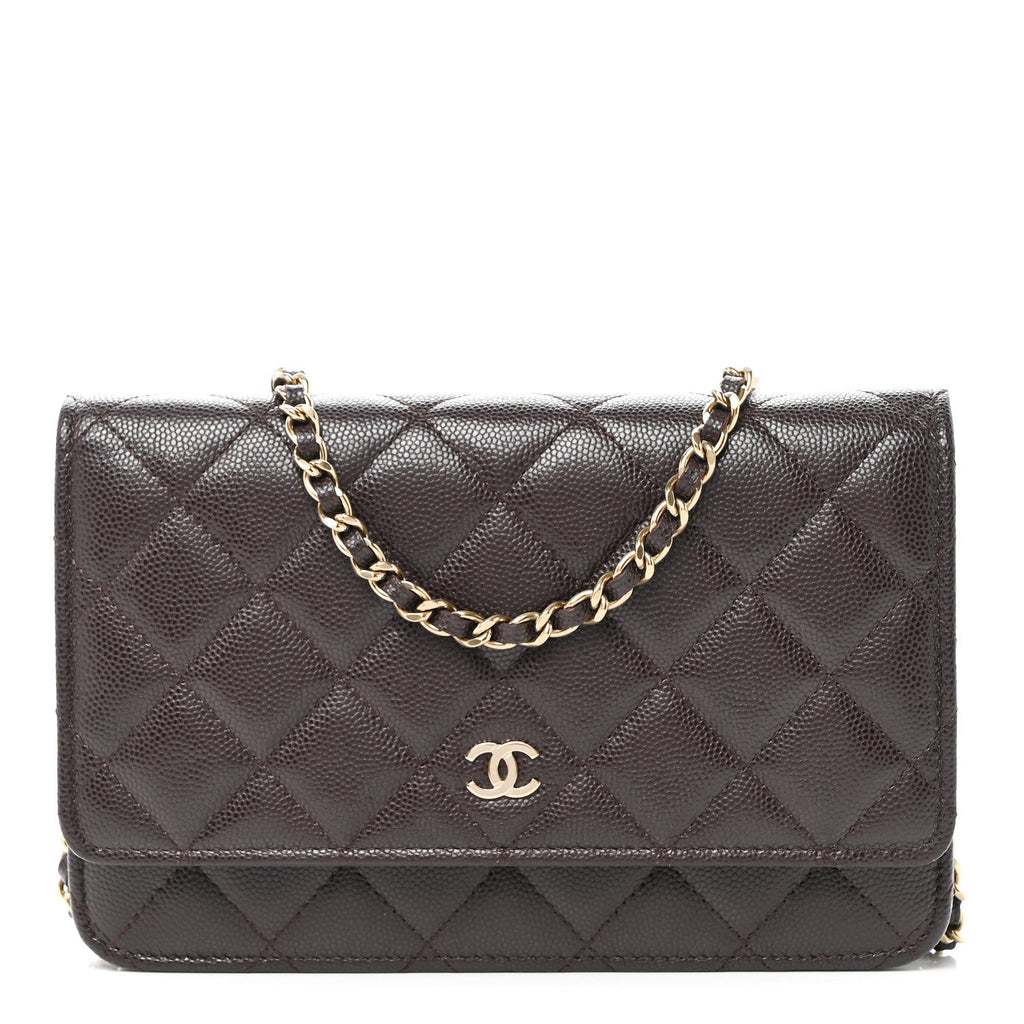 Caviar Quilted Wallet on Chain WOC Purple