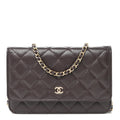 Caviar Quilted Wallet on Chain WOC Purple
