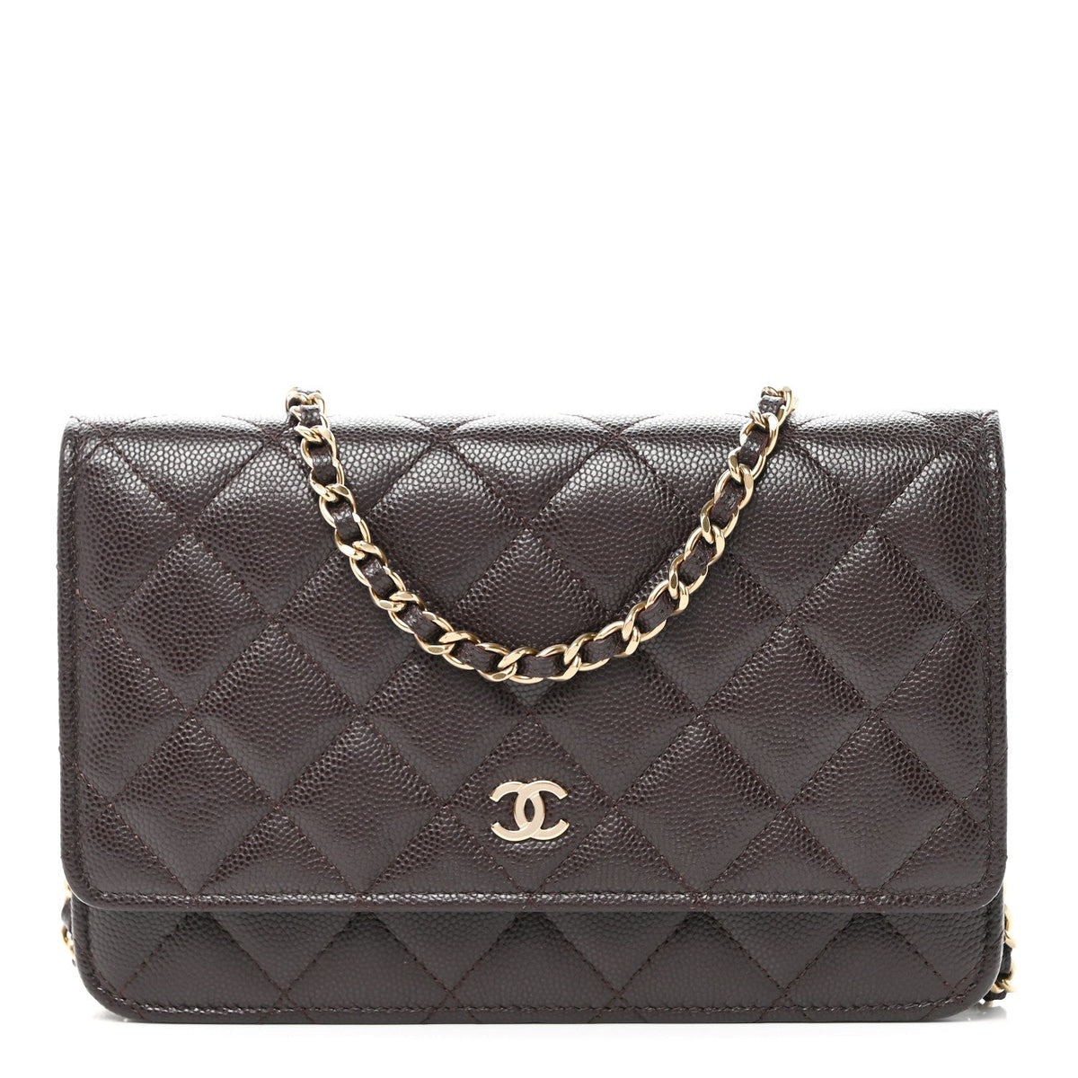 Caviar Quilted Wallet on Chain WOC Purple
