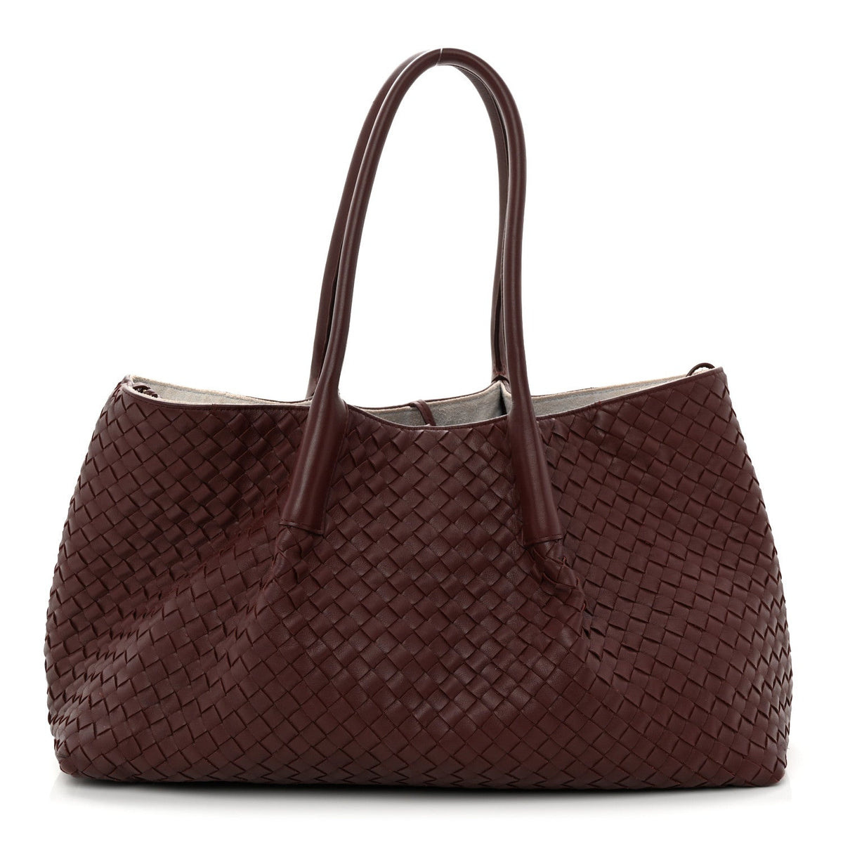 Calfskin Intrecciato Pinacoteca Reversible Tote Madder Brown Lunar