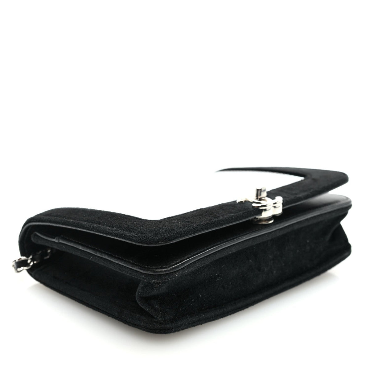 Velvet Mirror Embellished Boy Wallet On Chain WOC Argent