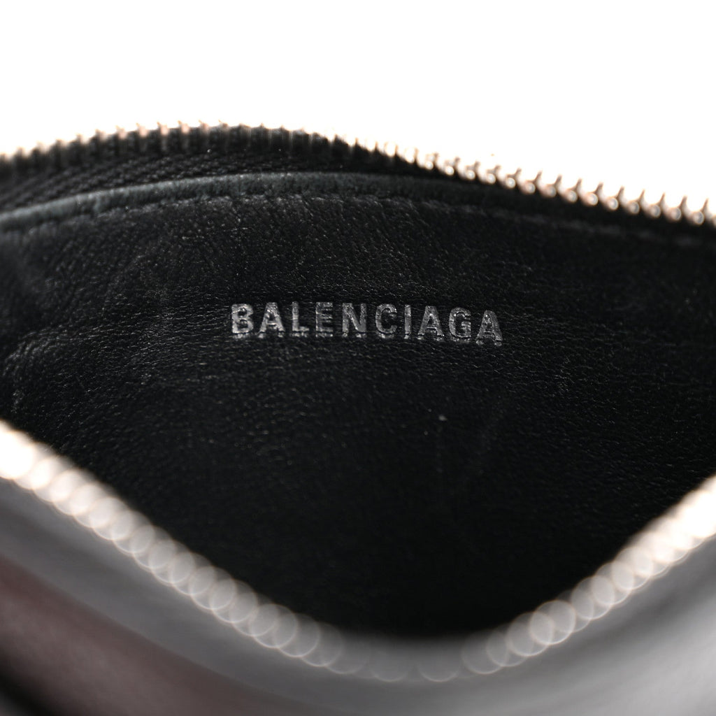 Calfskin Hourglass Long Coin Case Card Holder Black