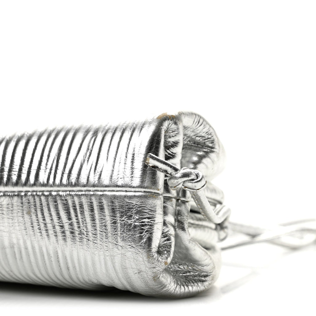Metallic Bark Calfskin The Mini Pouch Silver