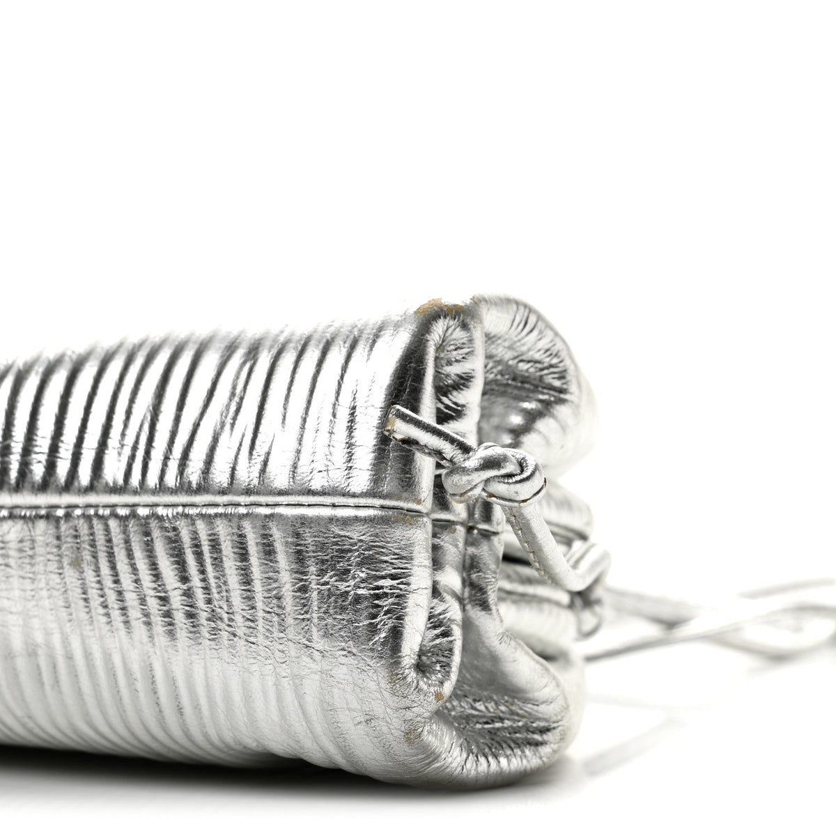 Metallic Bark Calfskin The Mini Pouch Silver