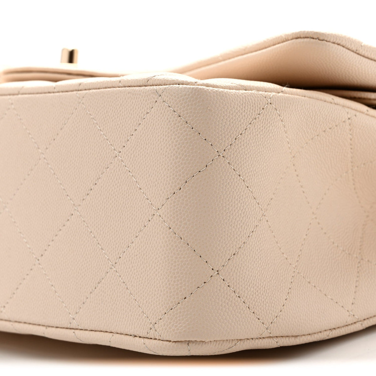 Caviar Quilted Jumbo Double Flap Light Beige