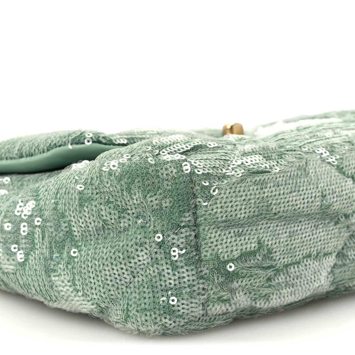 Sequin Quilted Medium Chanel 19 Flap Light Green