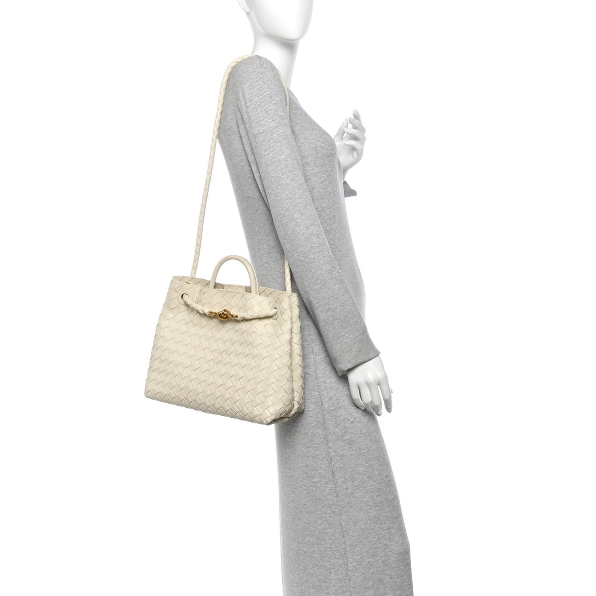 Nappa Intrecciato Medium Andiamo Shoulder Bag Sea Salt