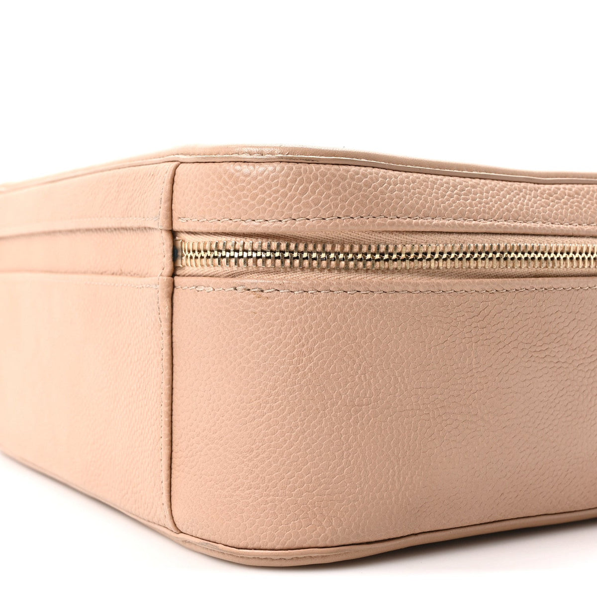 Caviar Quilted Large CC Filigree Vanity Case Beige