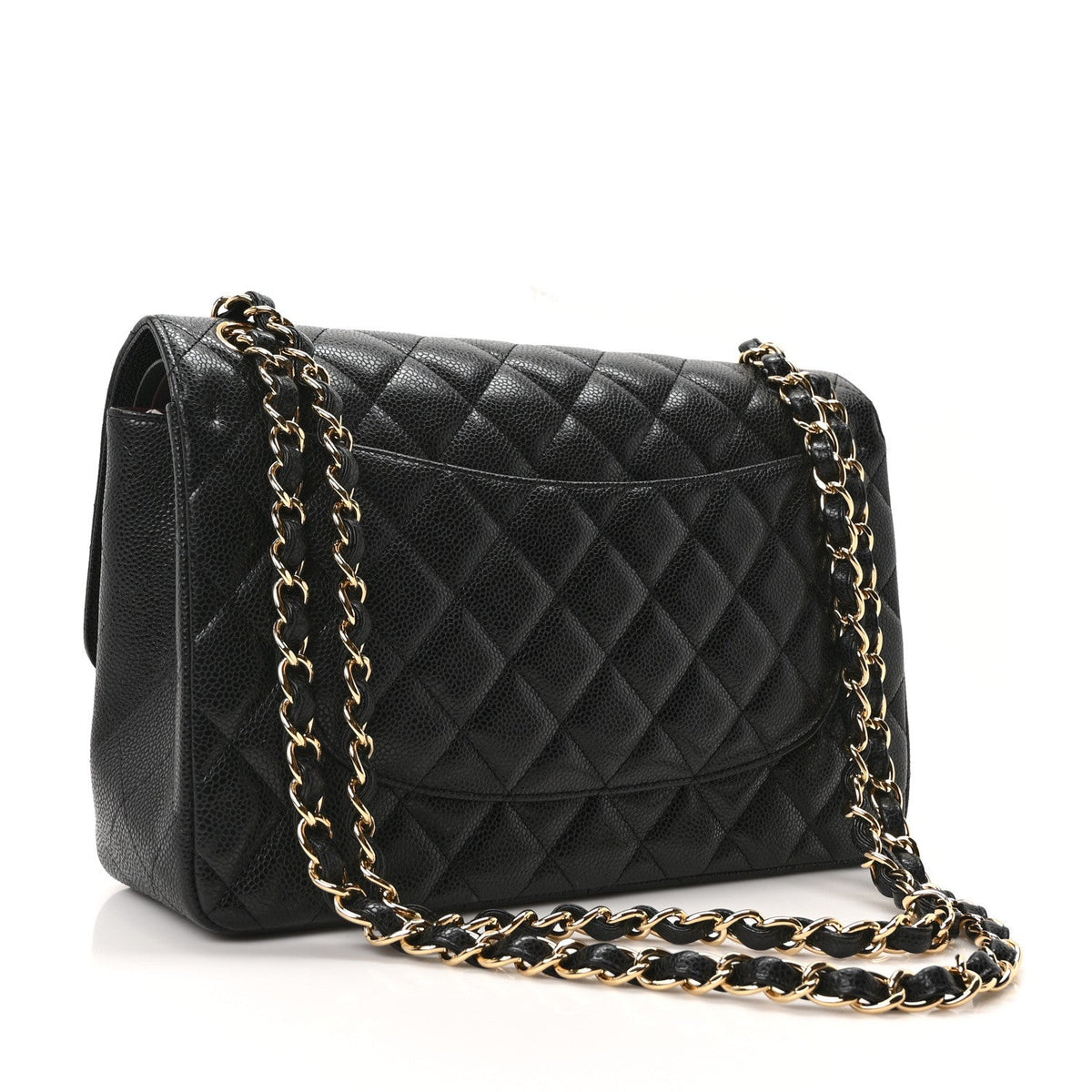 Caviar Quilted Jumbo Double Flap Black