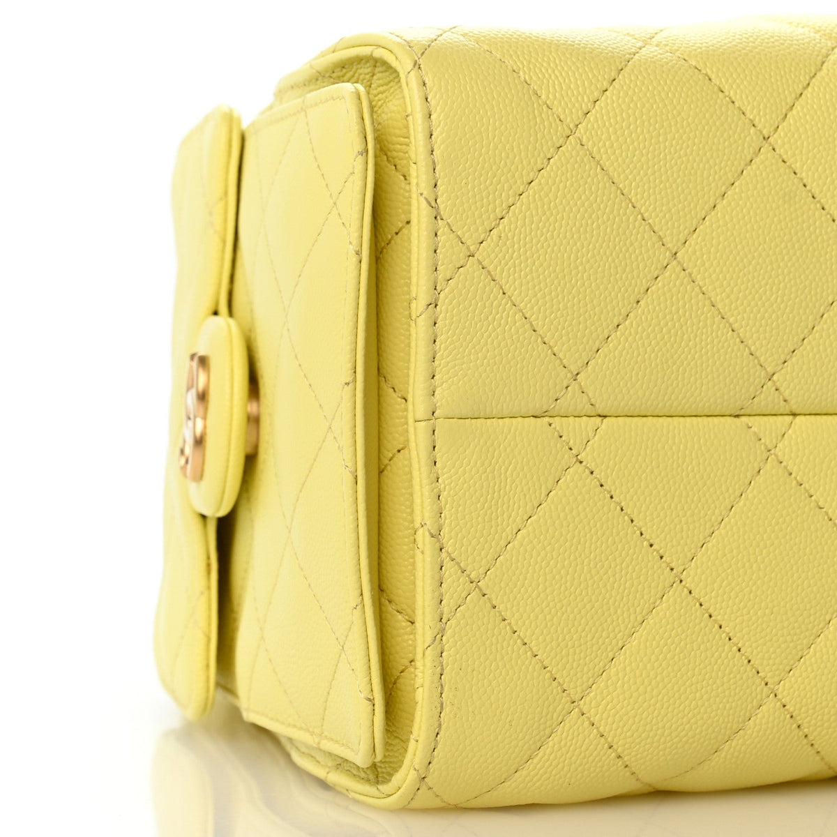 Caviar Quilted Small Chanel 25 Handbag Light Yellow