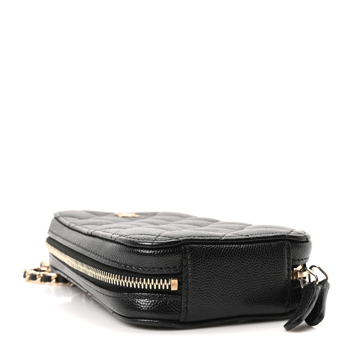 Caviar Quilted Phone Holder Wallet On Chain WOC Black