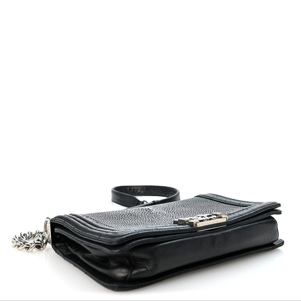 Galuchat Stingray Medium Boy Flap Black