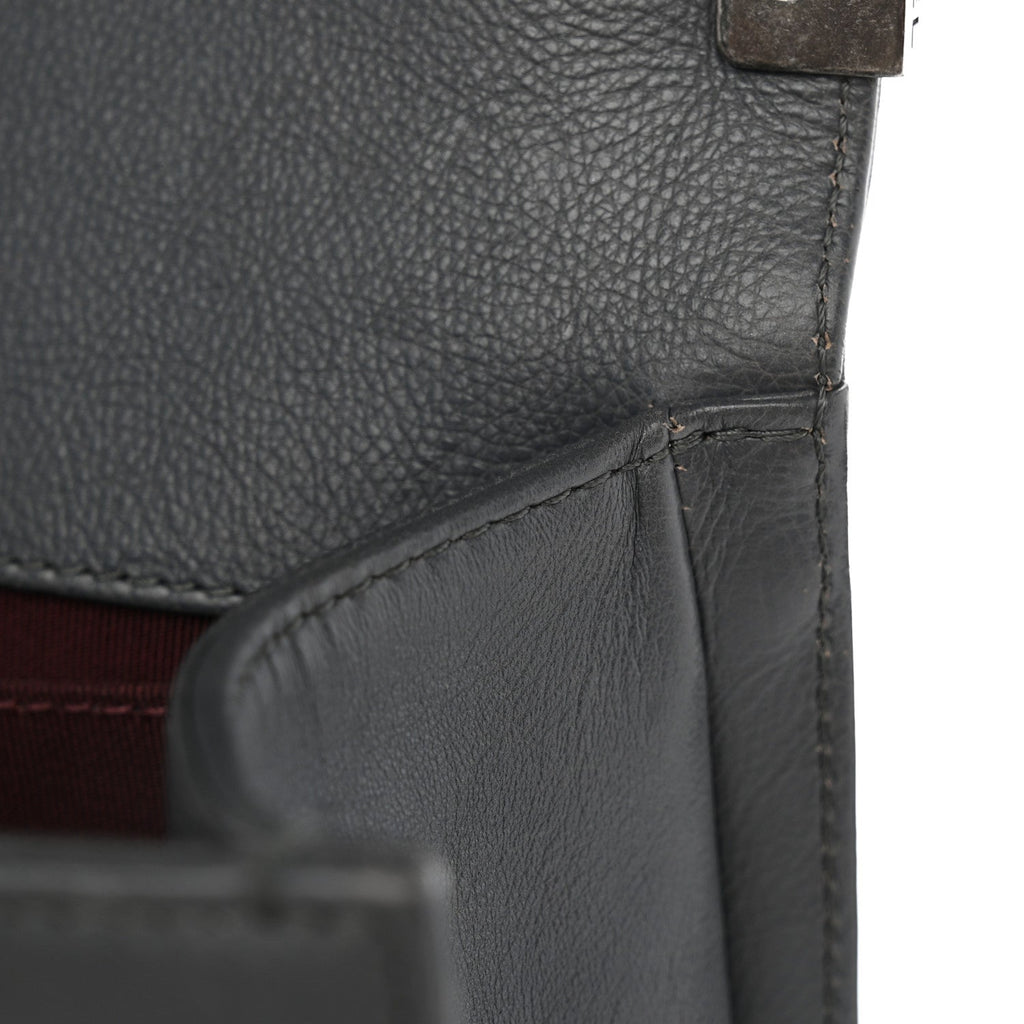 Calfskin Double Stitch Medium Boy Flap Grey