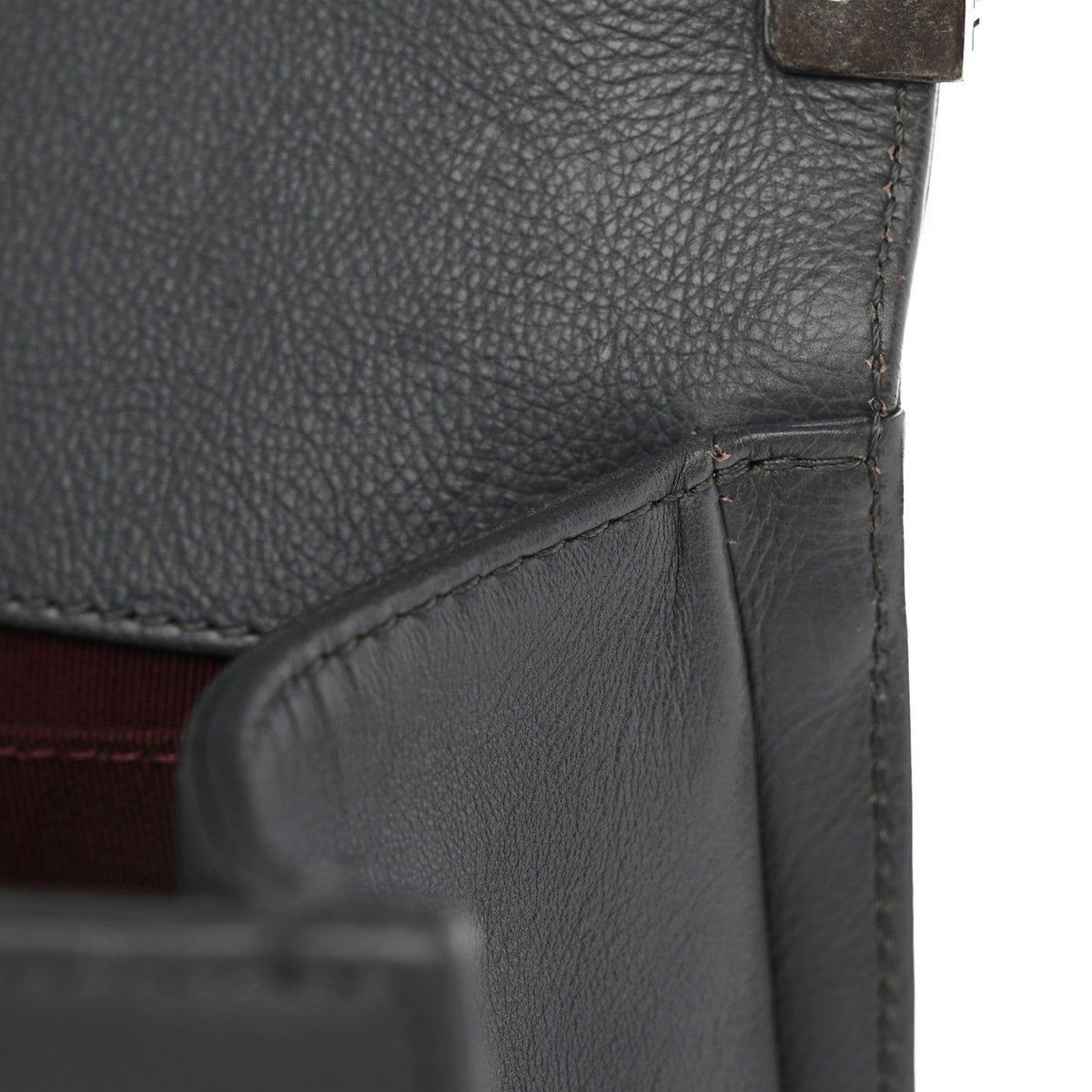 Calfskin Double Stitch Medium Boy Flap Grey