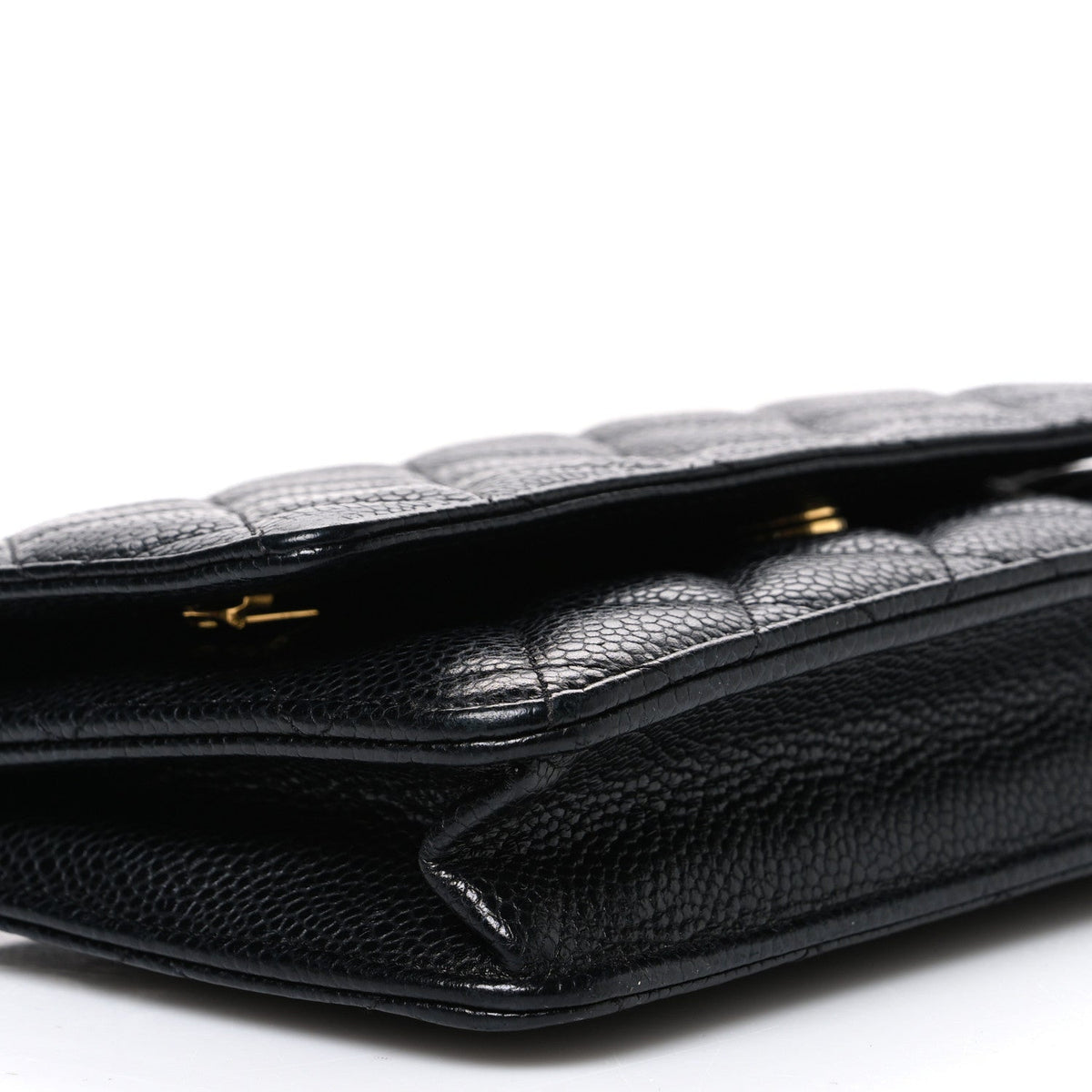 Caviar Quilted Wallet on Chain WOC Black