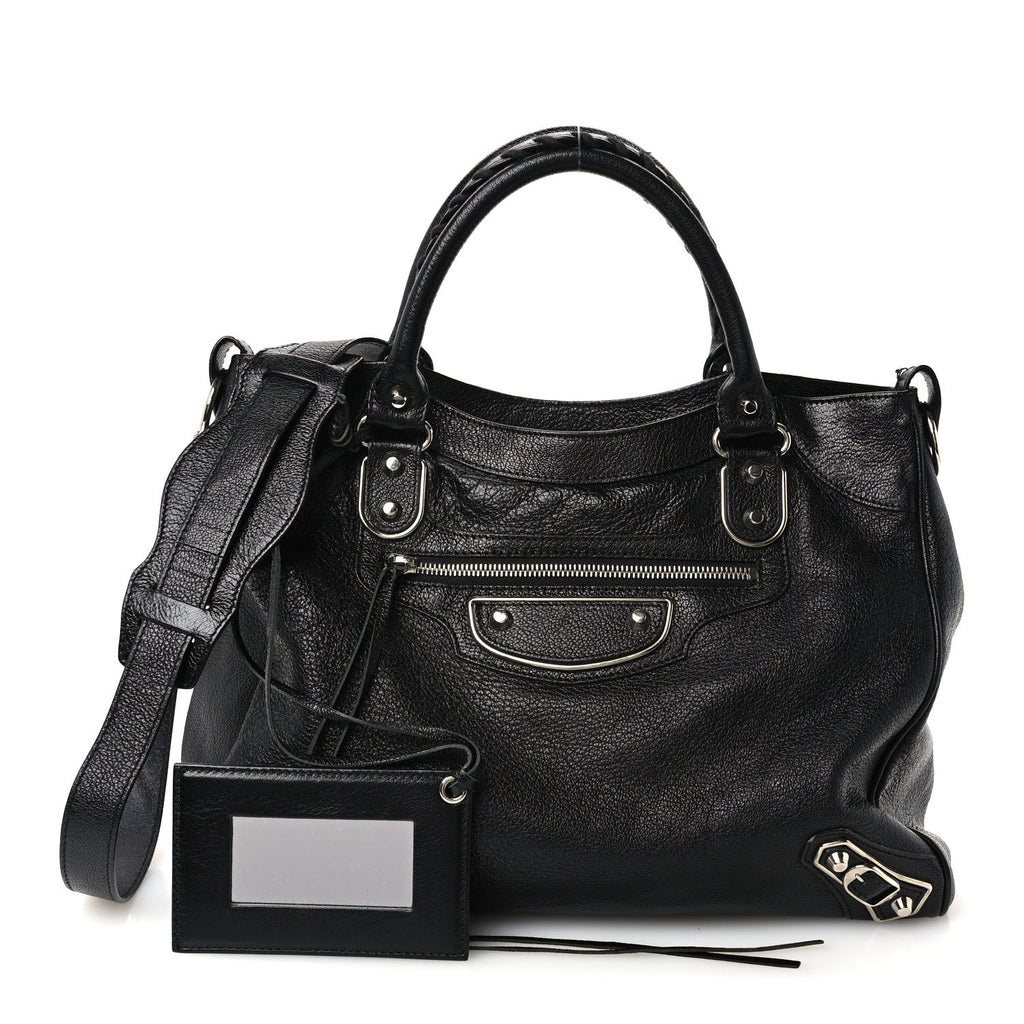 Chevre Silver Metallic Edge Hardware Velo Black