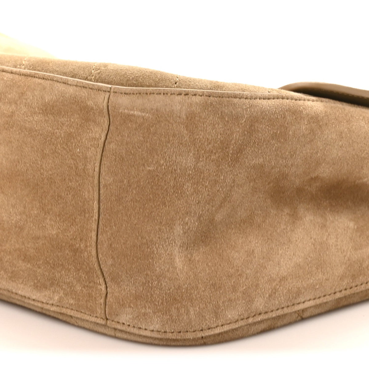 Suede Calfskin Small Souplissimo Maxi Flap Dark Beige