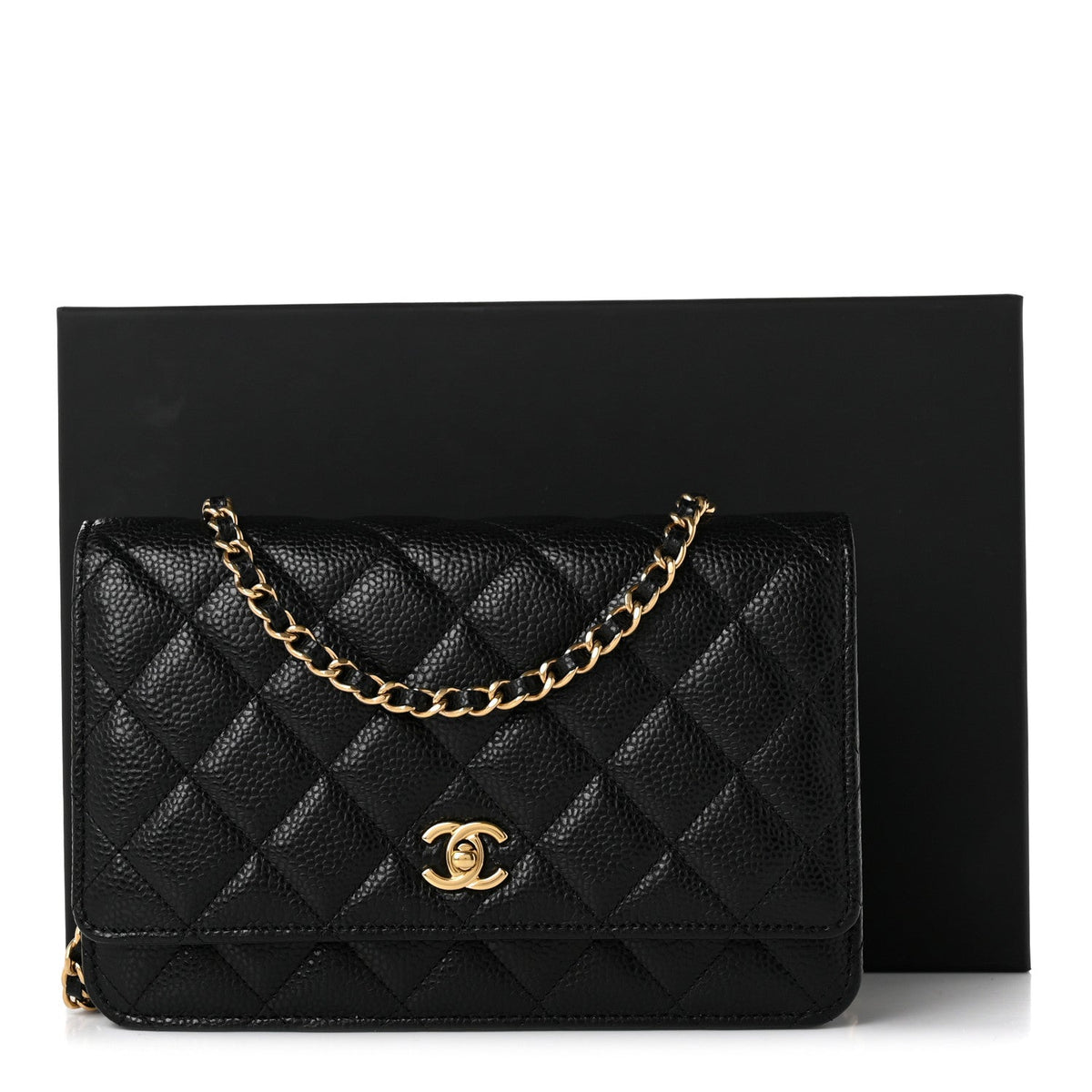 Caviar Quilted CC Turnlock Wallet On Chain WOC Black