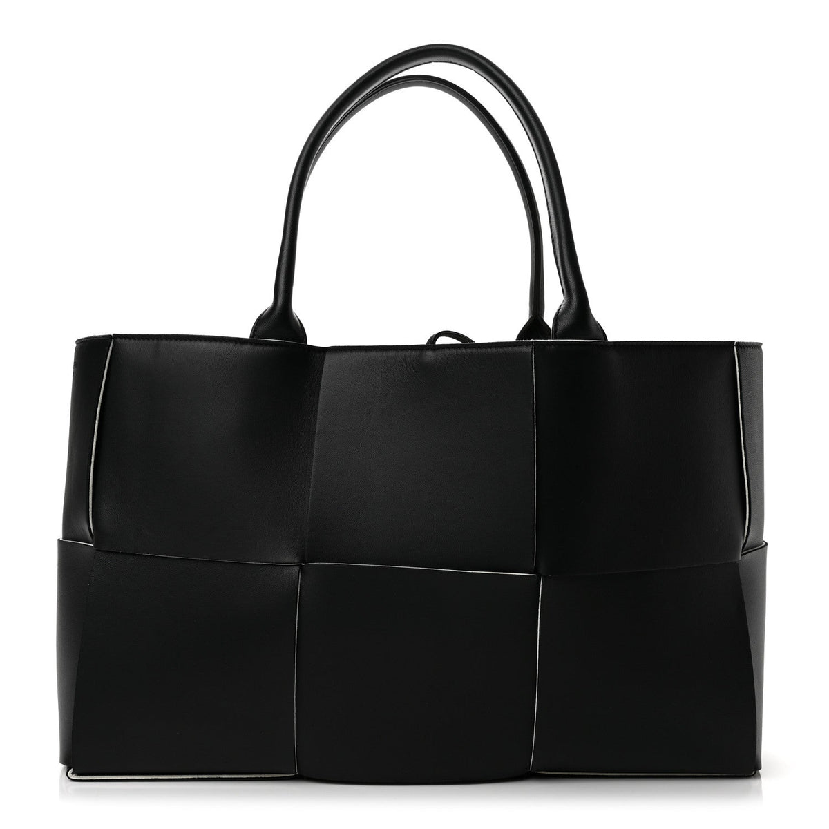 Nappa Maxi Intrecciato Medium Arco Tote Black White