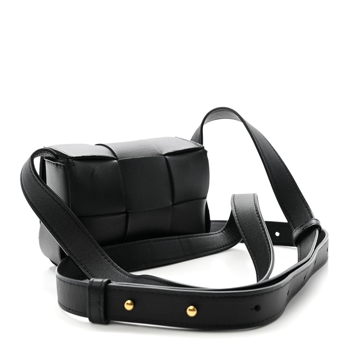 Lambskin Maxi Intrecciato Extra Mini Cassette Crossbody Bag Black