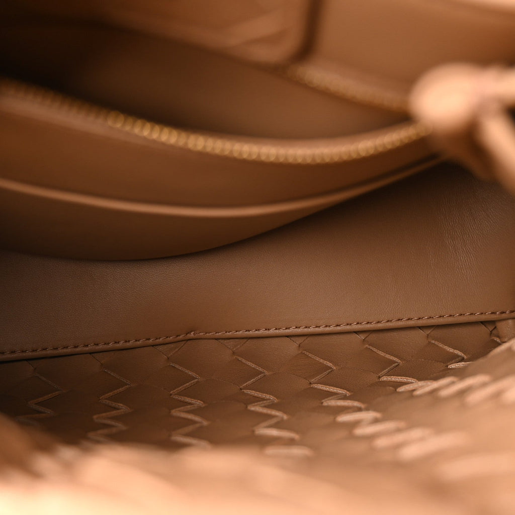 Nappa Intrecciato Small Andiamo Shoulder Bag Biscuit