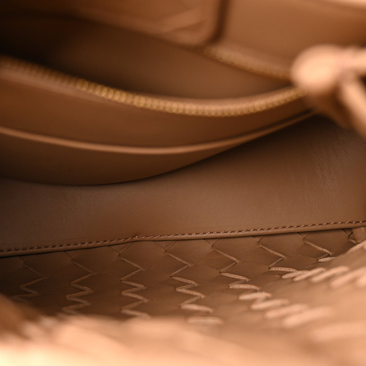 Nappa Intrecciato Small Andiamo Shoulder Bag Biscuit