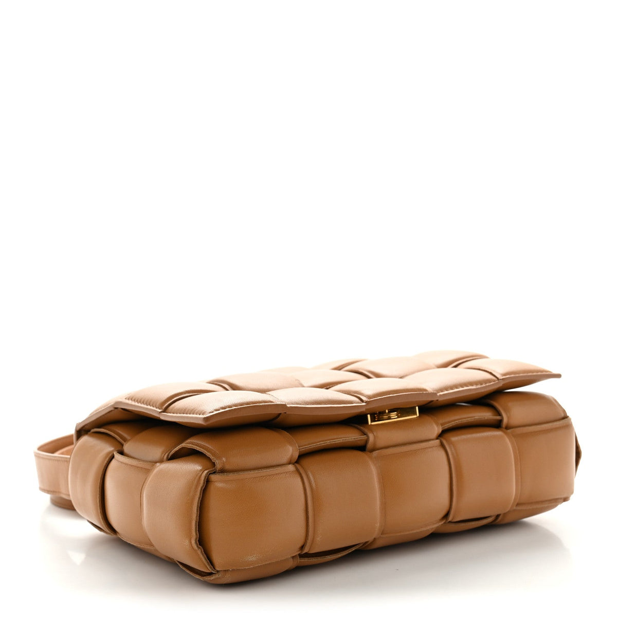 Nappa Maxi Intreccio Padded Cassette Crossbody Bag Caramel