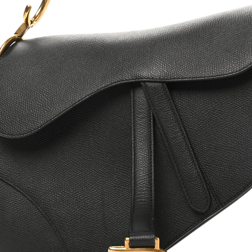 Grained Calfskin Saddle Bag Black