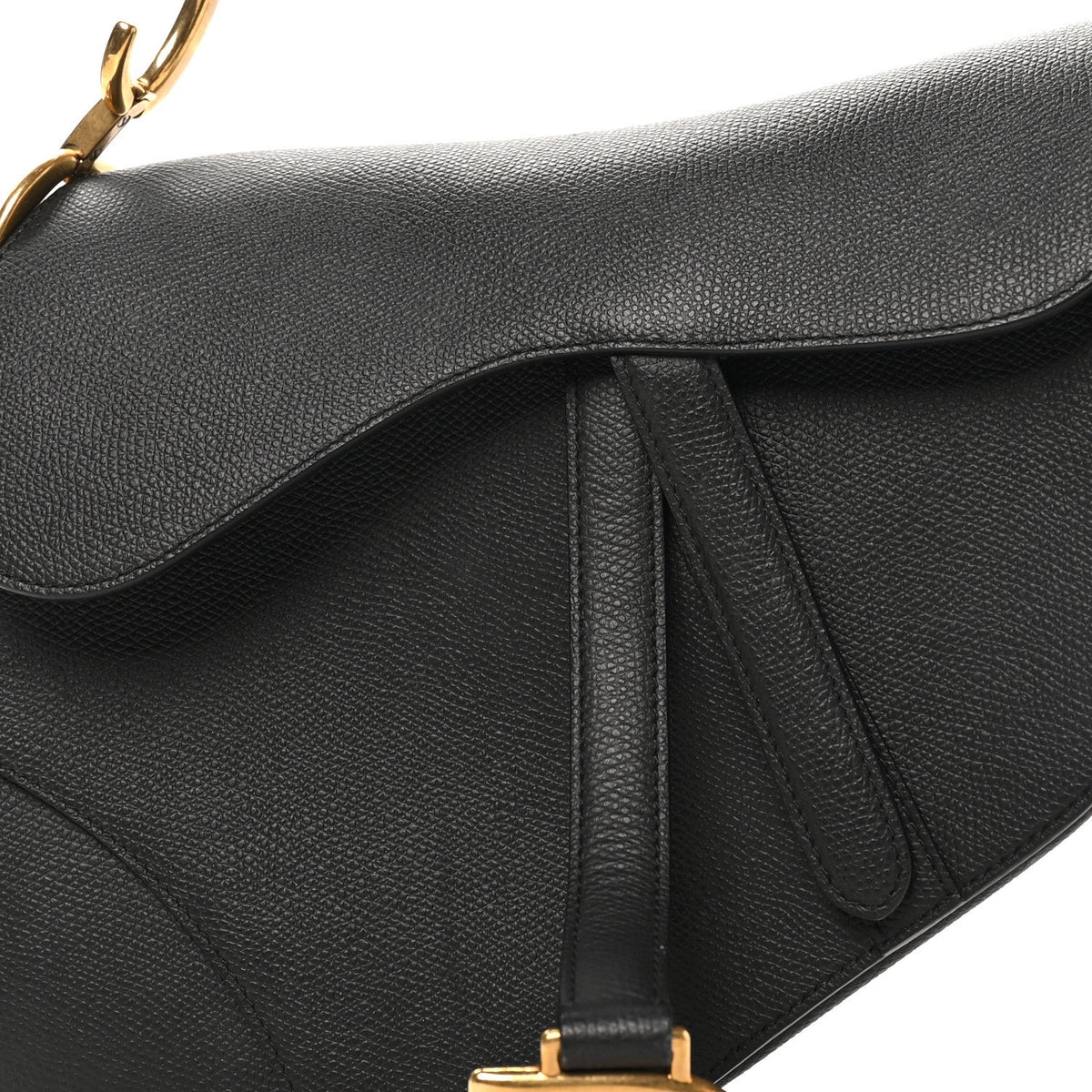 Grained Calfskin Saddle Bag Black